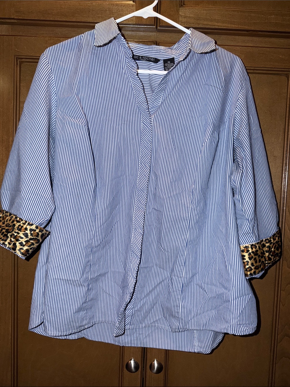 Zac & Rachel blue and White stripe with cheetah print 3/4 2x